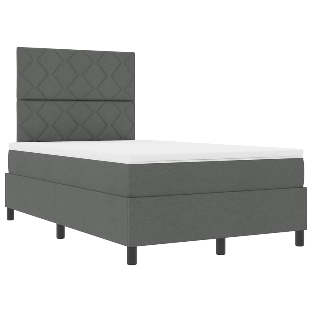 Lit à ressorts avec bandes LED Gris foncé 120 x 200 cm tissu