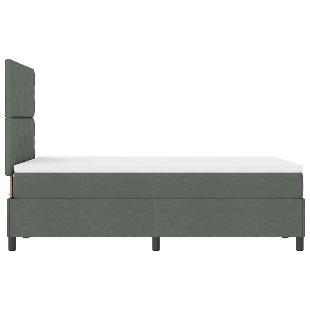 Lit à ressorts avec bandes LED Gris foncé 120 x 200 cm tissu