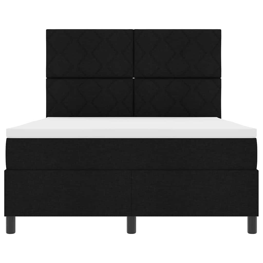 Lit à ressorts avec bandes LED Noir 140 x 190 cm tissu