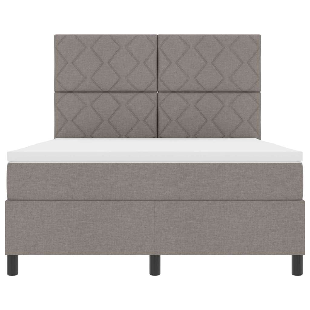 Lit à ressorts avec bandes LED Taupe 140 x 200 cm tissu