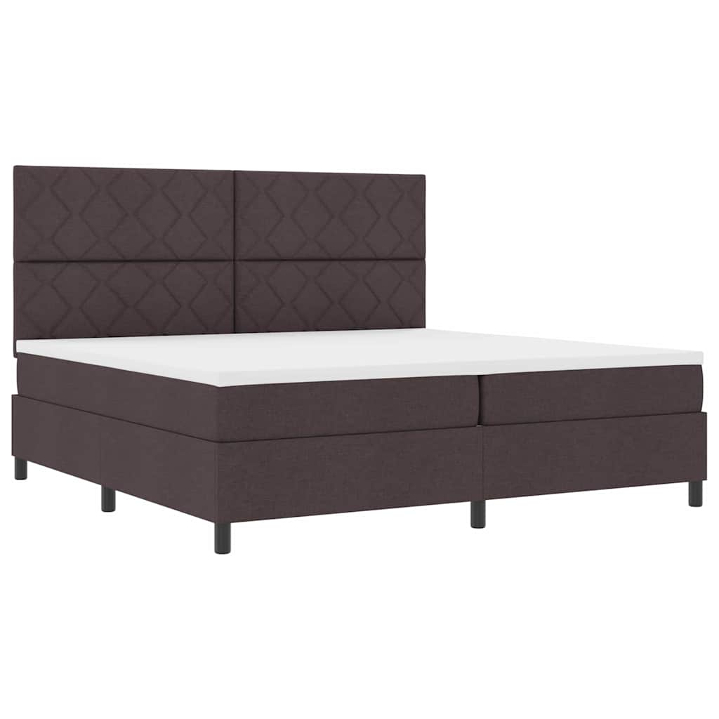 Lit à ressorts avec matelas Marron foncé 200 x 200 cm tissu