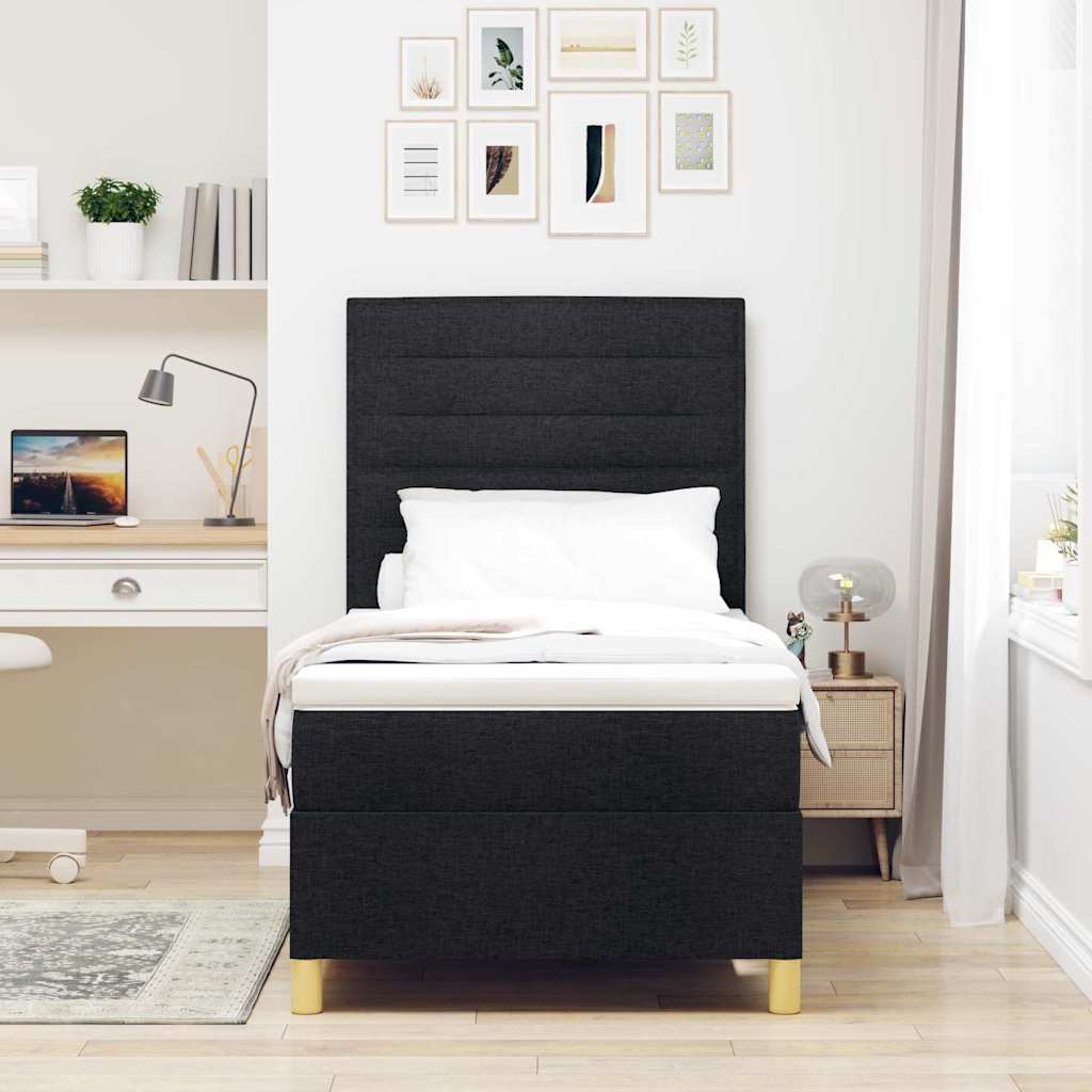 Lit à ressort LED avec matelas Noir 80 x 200 cm tissu - XIOS
