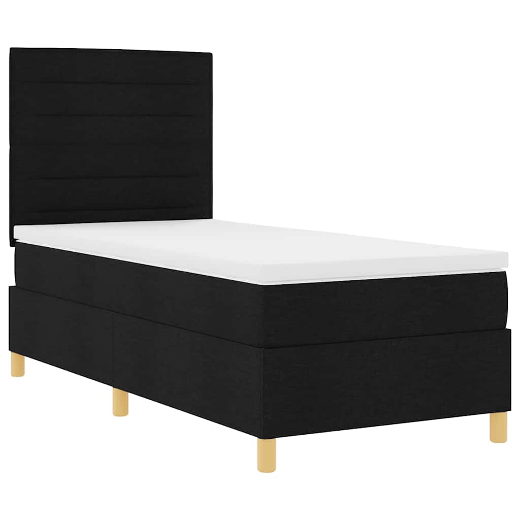 Lit à ressort LED avec matelas Noir 90 x 200 cm tissu - XIOS