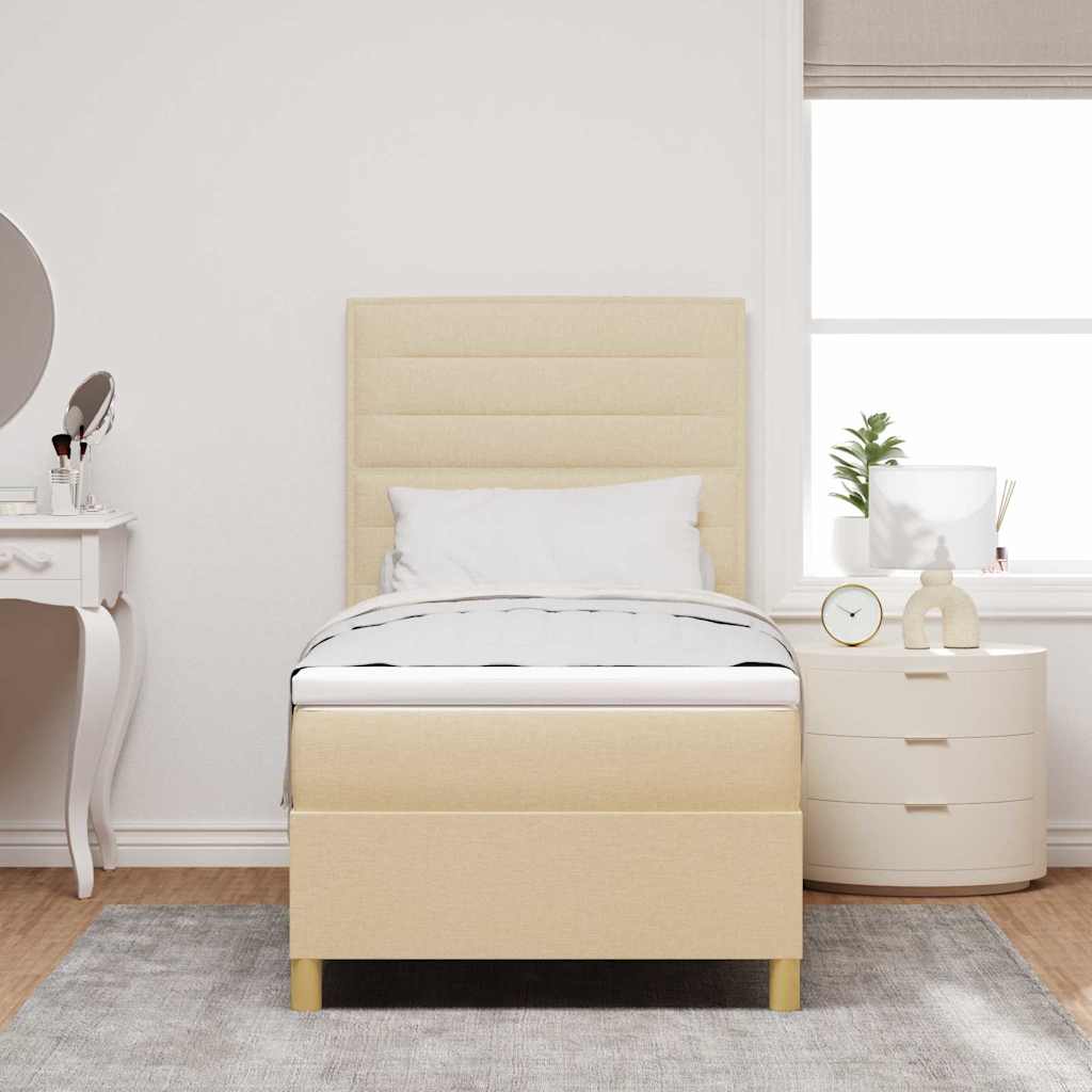 Lit à ressort LED avec matelas Crème 100 x 200 cm tissu - XIOS