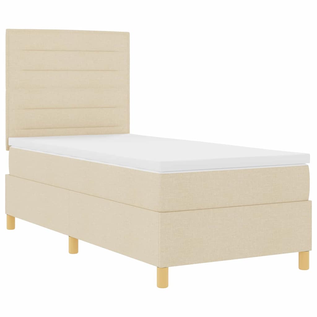 Lit à ressort LED avec matelas Crème 100 x 200 cm tissu - XIOS