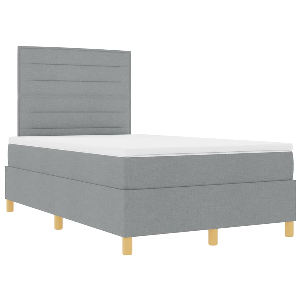 Lit à ressort LED avec matelas Gris clair 120 x 200 cm tissu - XIOS