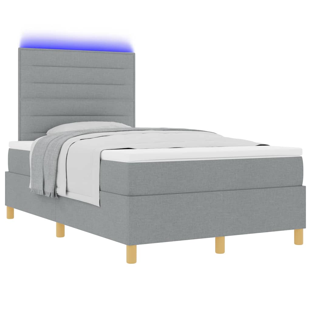 Lit à ressort LED avec matelas Gris clair 120 x 200 cm tissu - XIOS