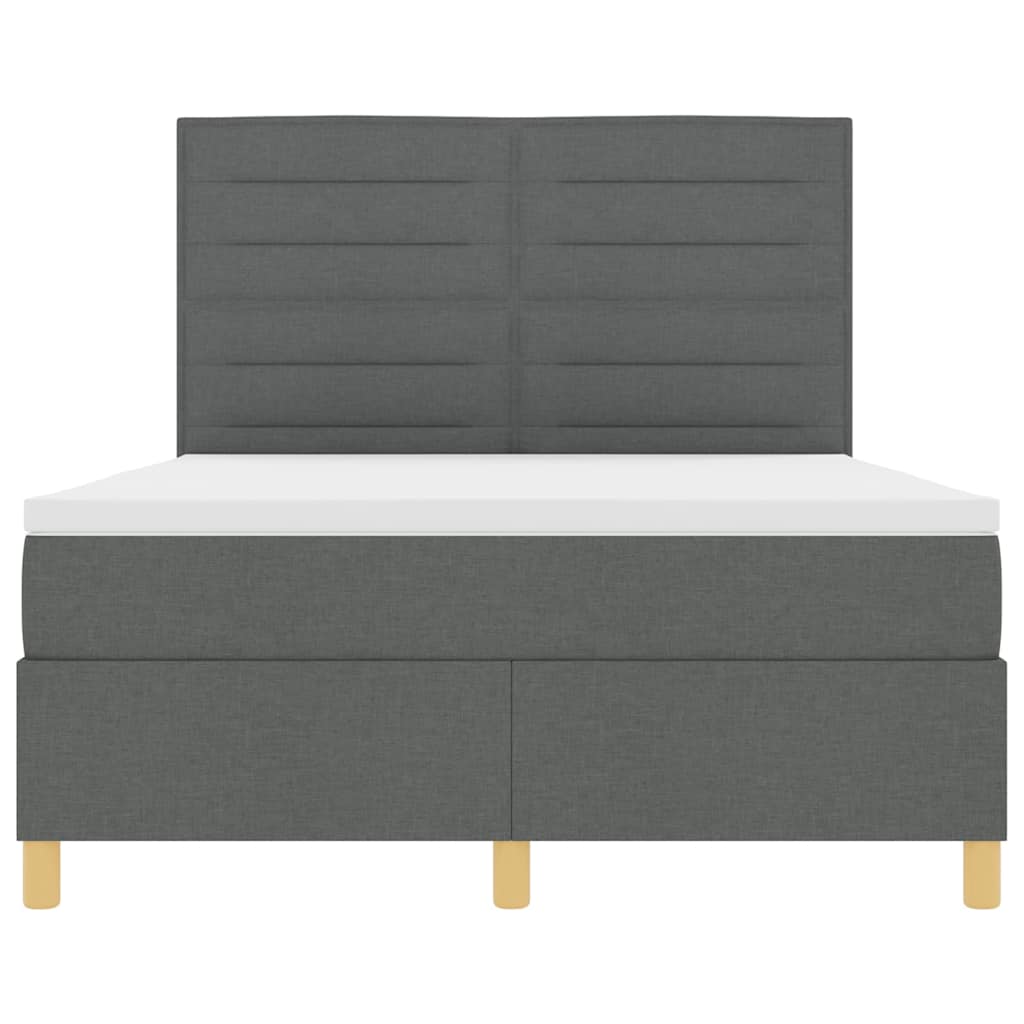 Lit à ressort LED Gris foncé 140 x 200 cm tissu