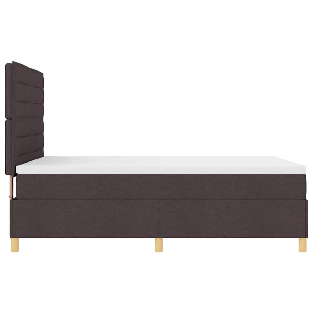 Lit à ressort LED Marron foncé 140 x 200 cm tissu