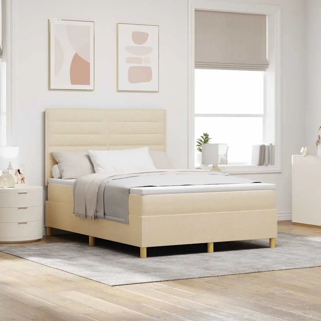 Lit à ressort LED avec tête de lit Crème 140 x 200 cm tissu - XIOS