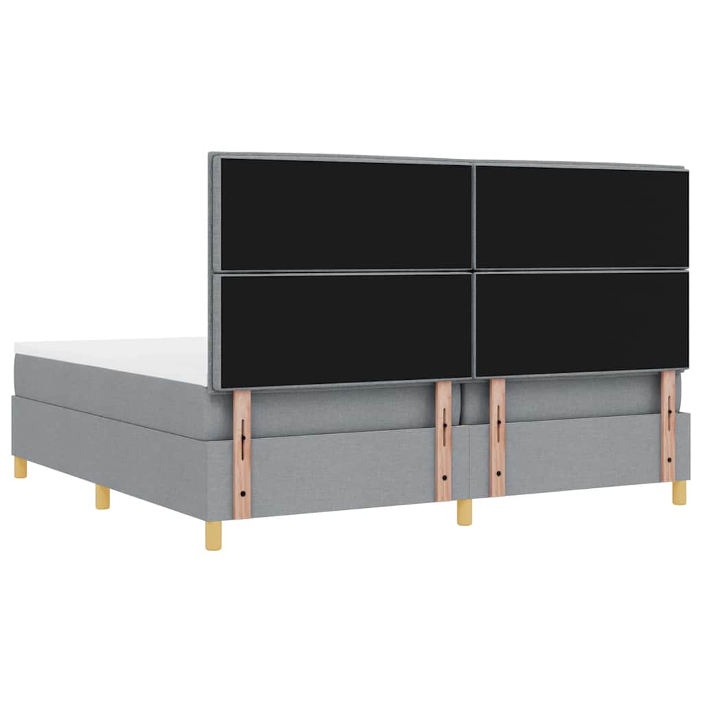 Lit à ressort LED avec matelas Gris clair 200 x 200 cm tissu - XIOS