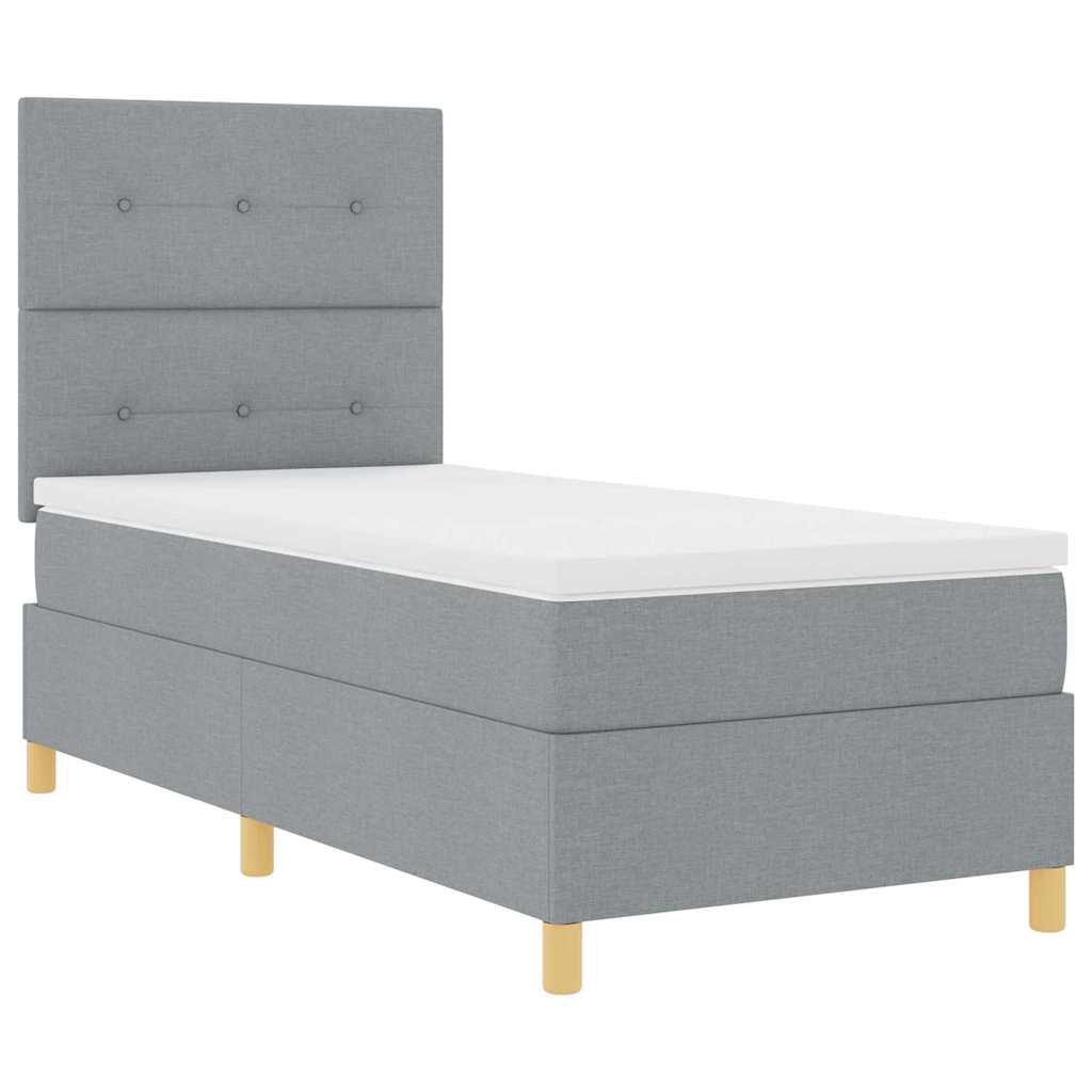 Lit à ressort LED avec tête de lit Gris clair 80 x 200 cm tissu - XIOS