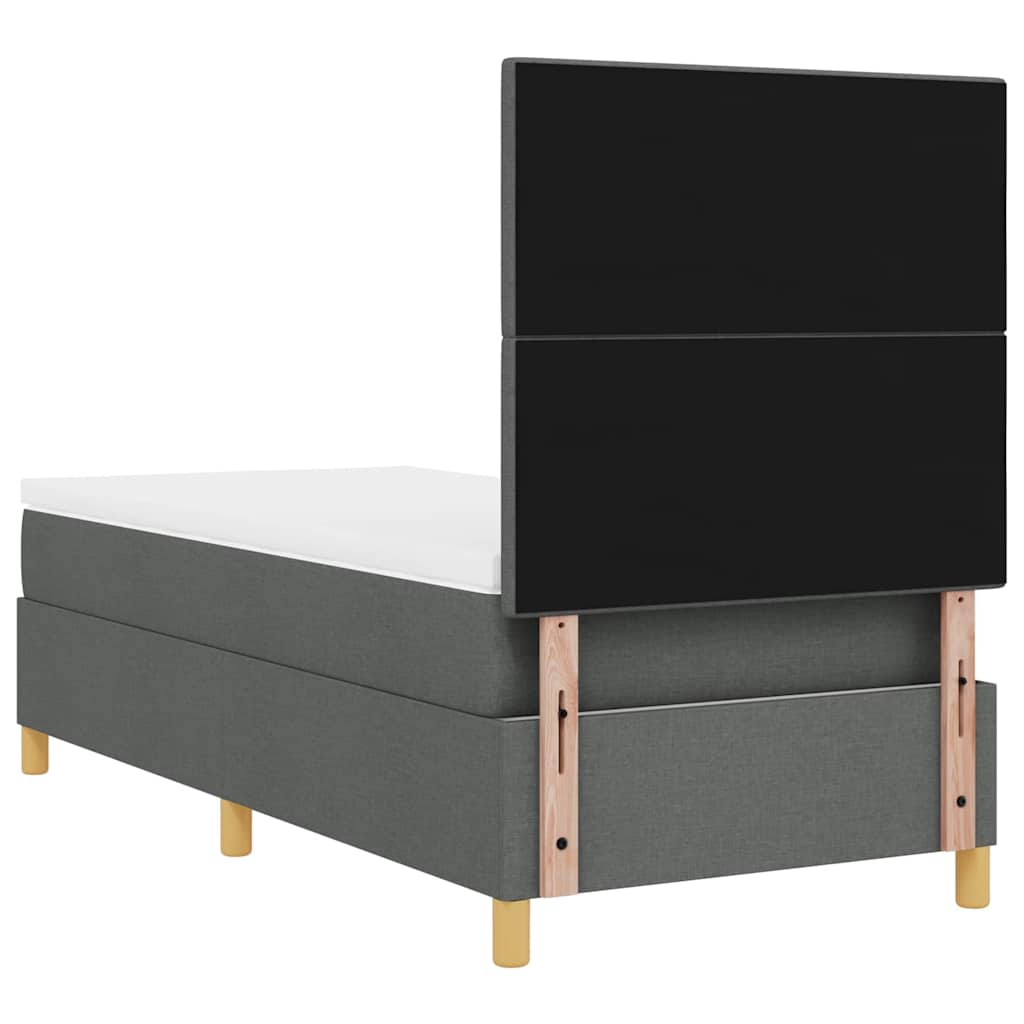 Lit à ressort LED avec tête de lit Gris foncé 90 x 190 cm tissu