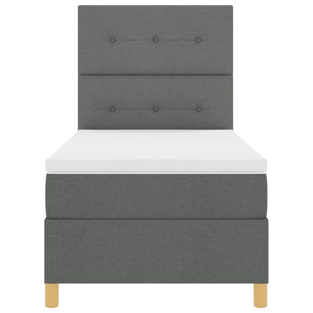 Lit à ressort LED avec tête de lit Gris foncé 90 x 200 cm tissu