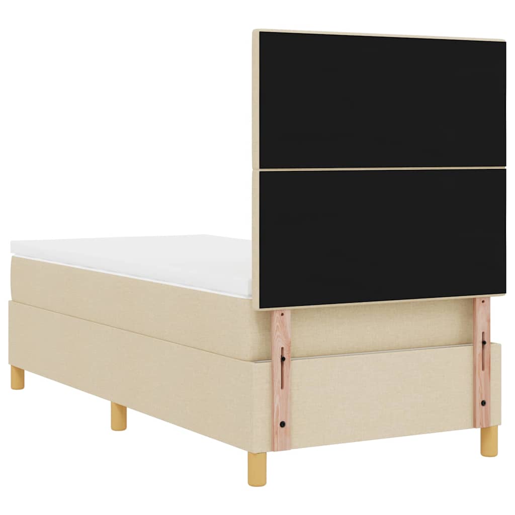 Lit à ressort LED avec tête de lit Crème 90 x 200 cm tissu