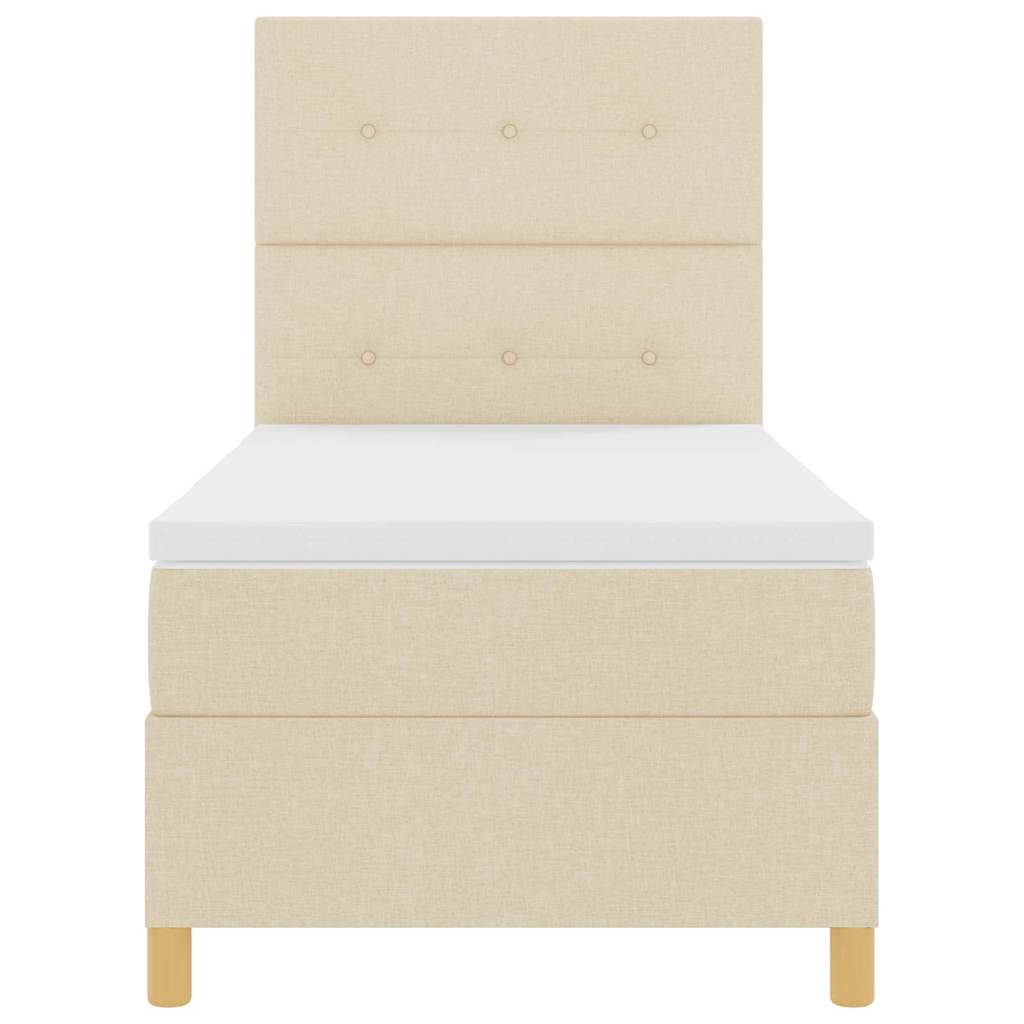 Lit à ressort LED avec tête de lit Crème 90 x 200 cm tissu