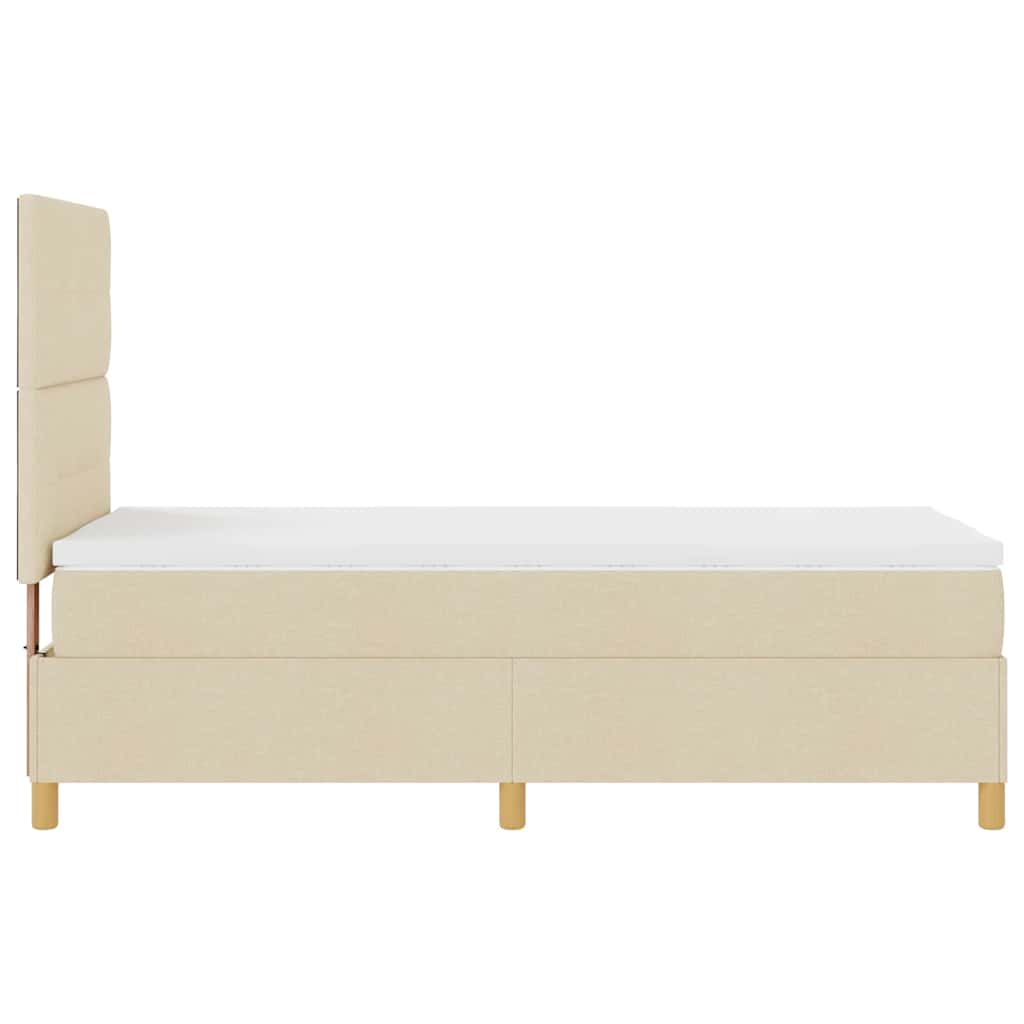 Lit à ressort LED avec tête de lit Crème 90 x 200 cm tissu