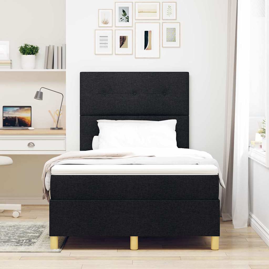 Lit à ressort LED avec tête de lit Noir 120 x 190 cm tissu - XIOS