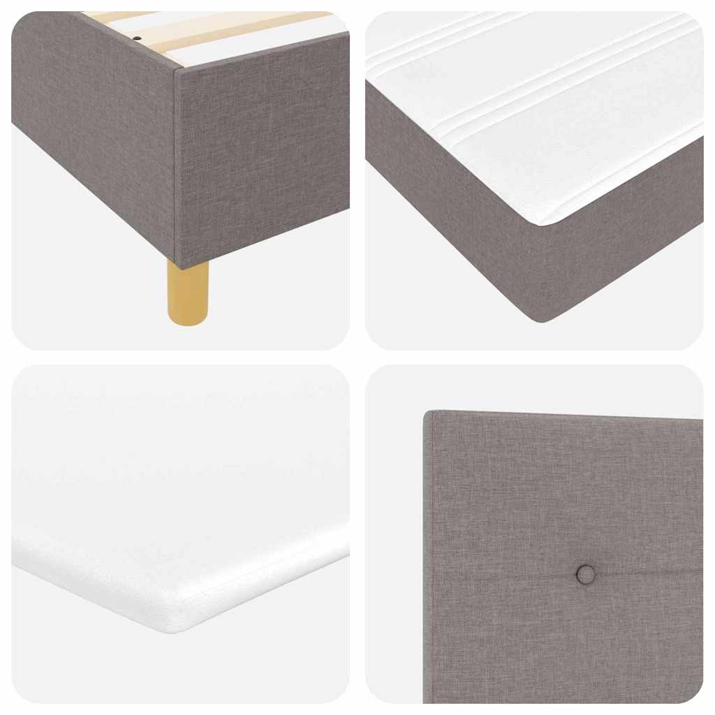 Lit à ressort LED avec tête de lit Taupe 120 x 190 cm tissu
