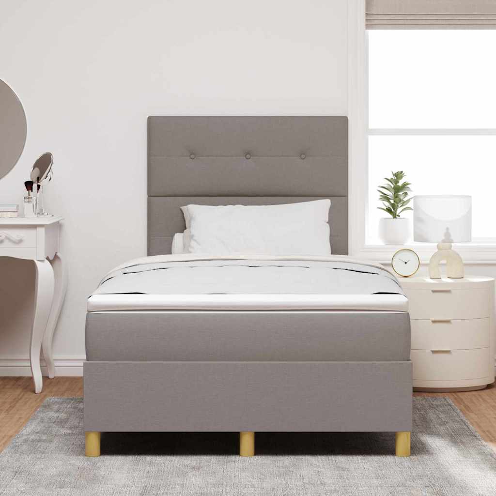Lit à ressort LED avec tête de lit Taupe 120 x 190 cm tissu