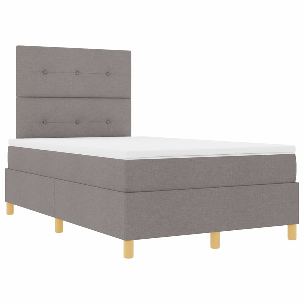 Lit à ressort LED avec tête de lit Taupe 120 x 190 cm tissu
