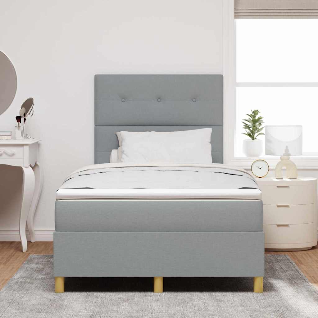Lit à ressort LED Gris clair 120 x 200 cm tissu
