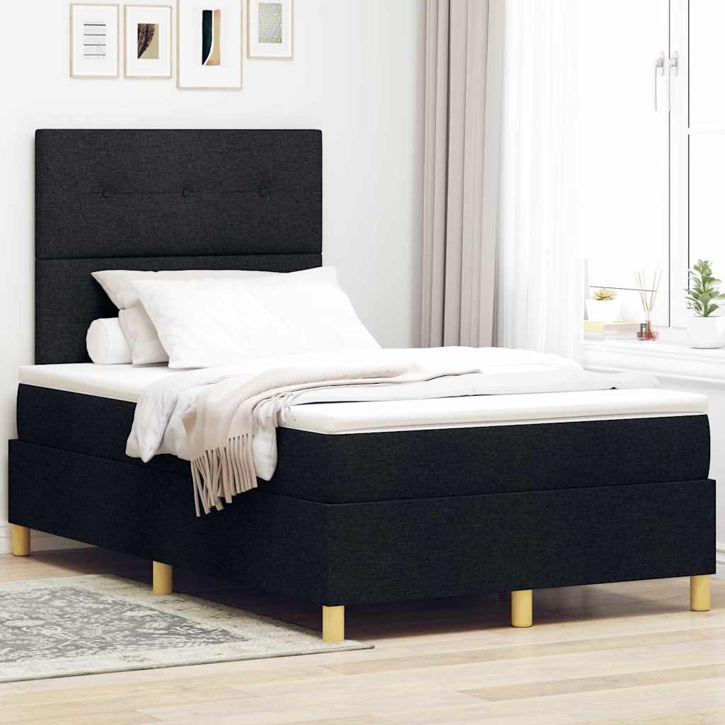 Lit à ressort LED avec tête de lit Noir 120 x 200 cm tissu - XIOS