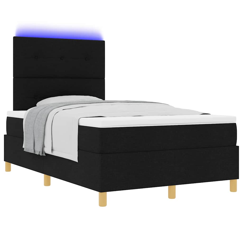 Lit à ressort LED avec tête de lit Noir 120 x 200 cm tissu - XIOS