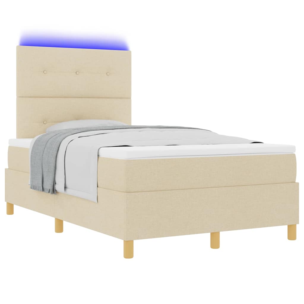 Lit à ressort LED avec tête de lit Crème 120 x 200 cm tissu - XIOS