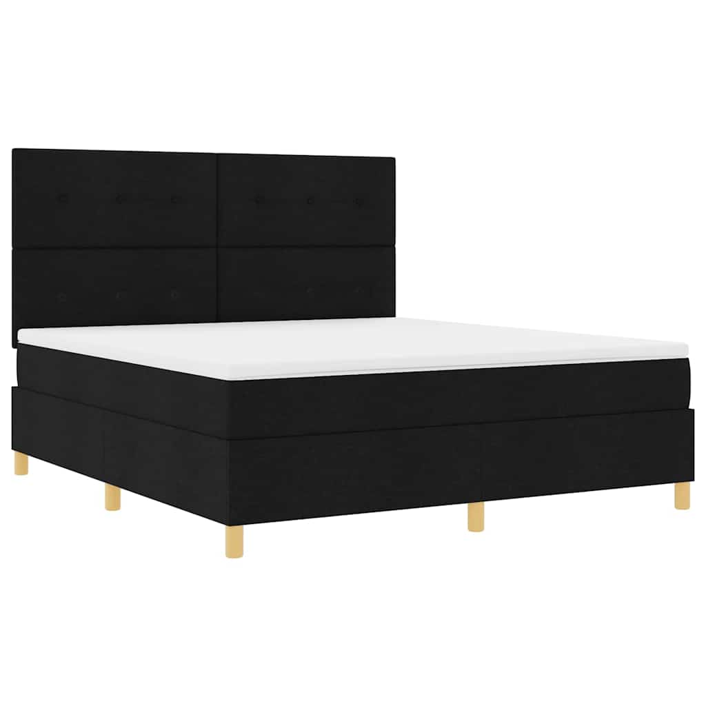 Lit à ressort LED avec tête de lit Noir 180 x 200 cm tissu - XIOS