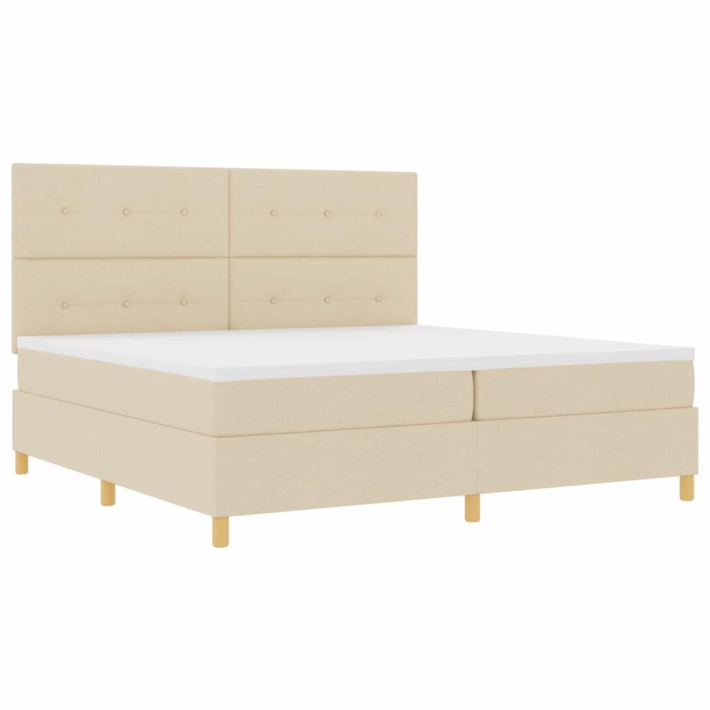 Lit à ressort LED avec matelas Crème 200 x 200 cm tissu - XIOS