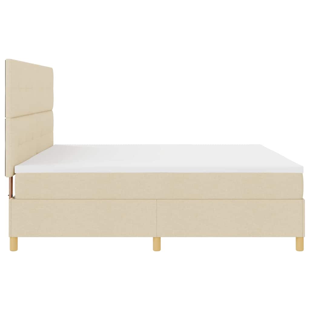 Lit à ressort LED avec matelas Crème 200 x 200 cm tissu - XIOS