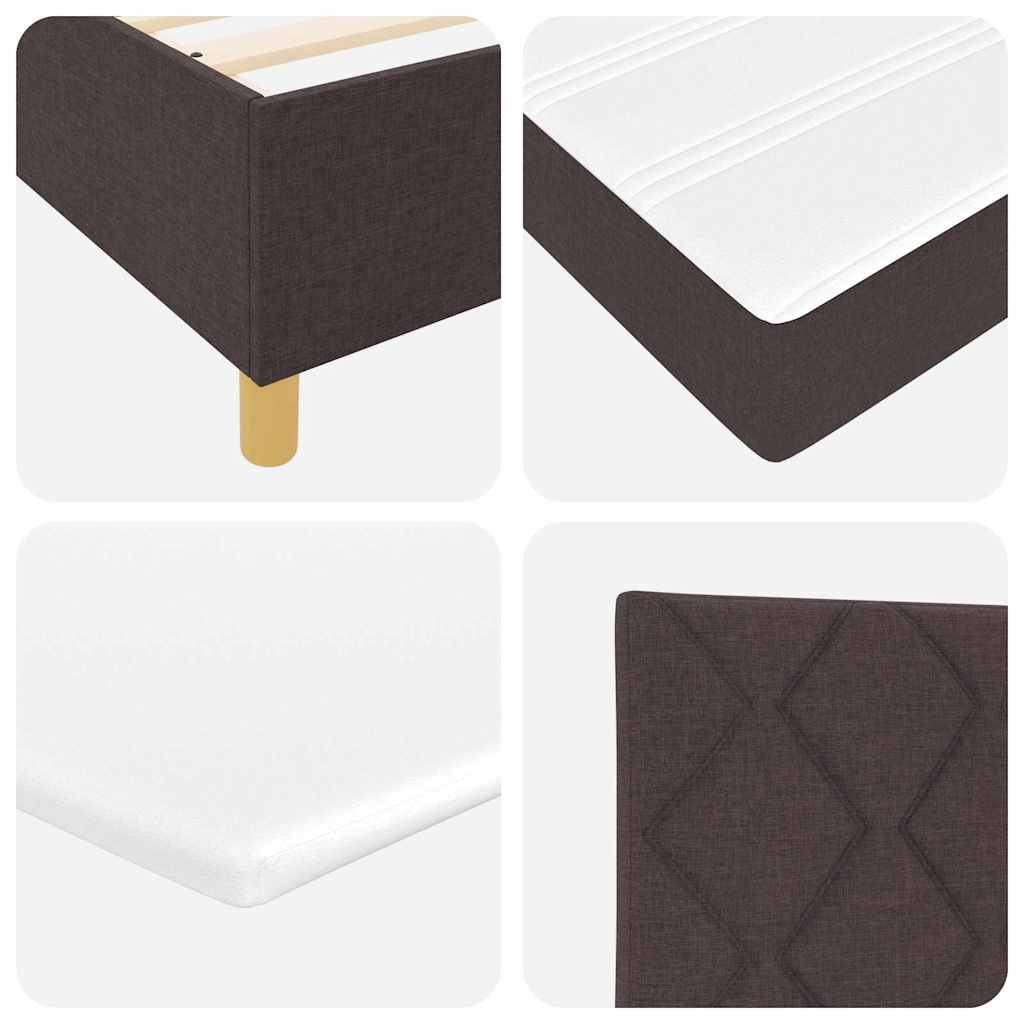 Lit à ressort LED Marron foncé 80 x 200 cm tissu