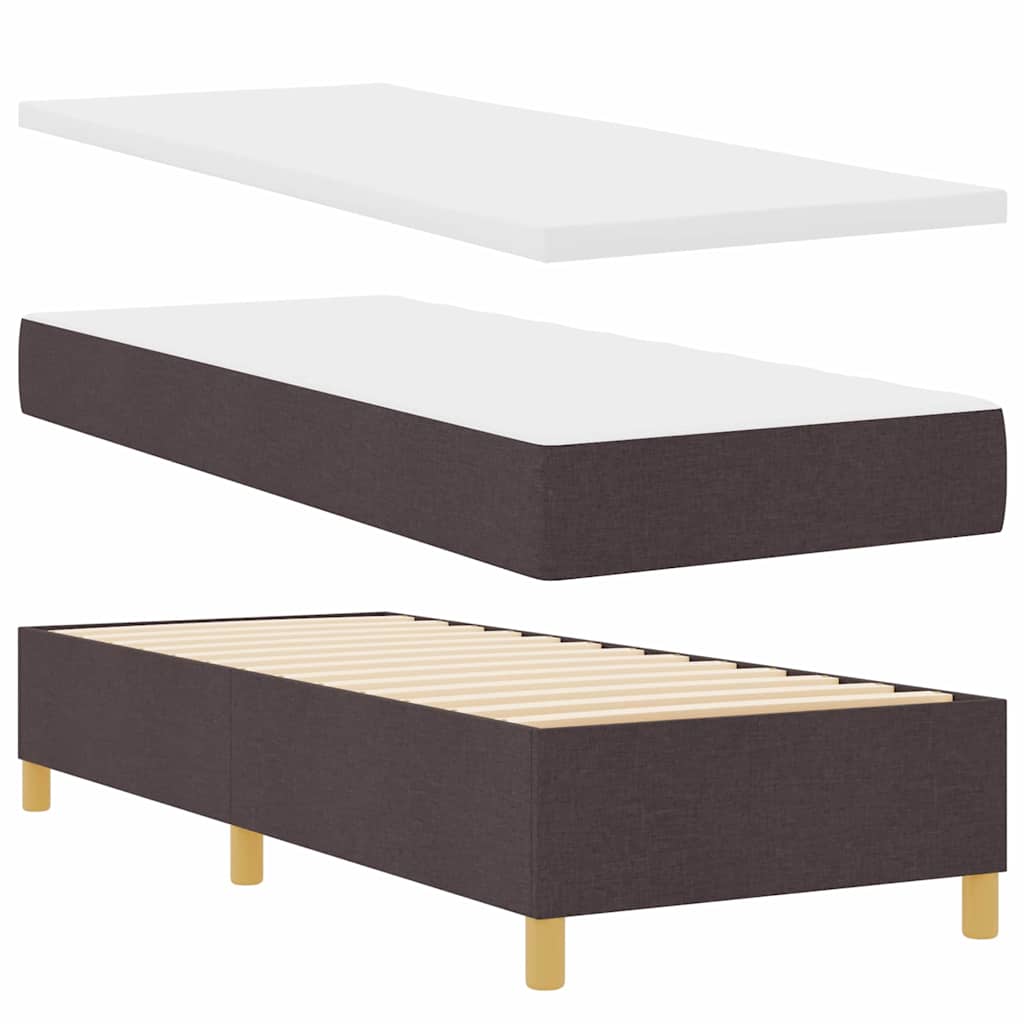 Lit à ressort LED Marron foncé 80 x 200 cm tissu