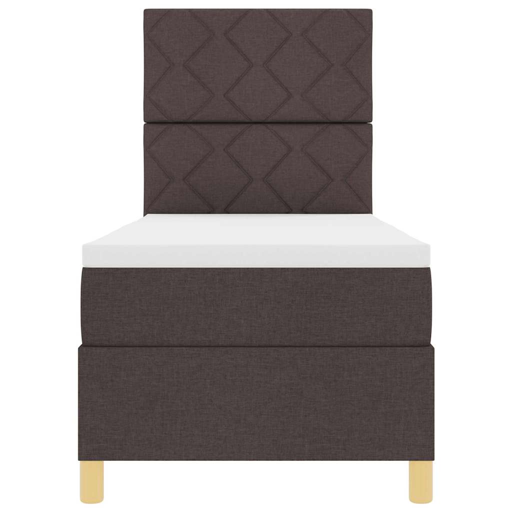 Lit à ressort LED Marron foncé 80 x 200 cm tissu