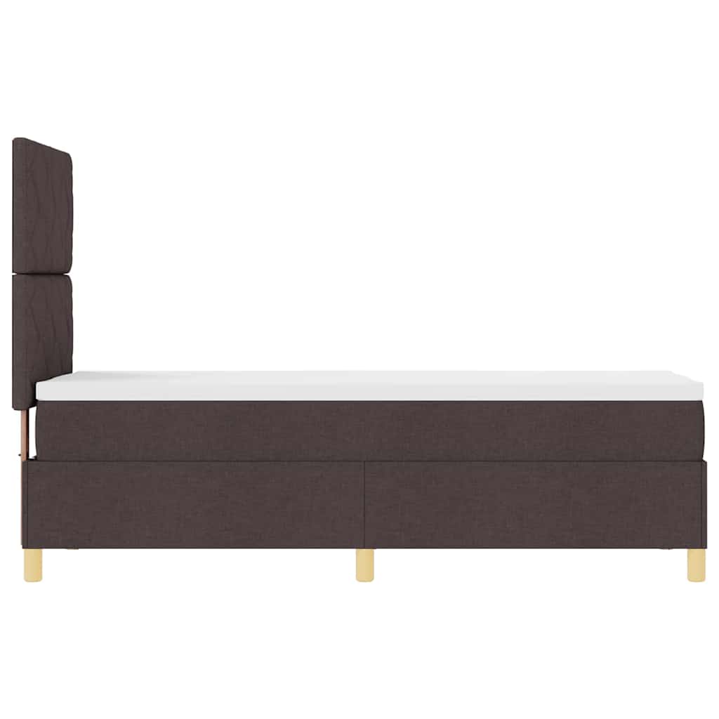 Lit à ressort LED Marron foncé 80 x 200 cm tissu