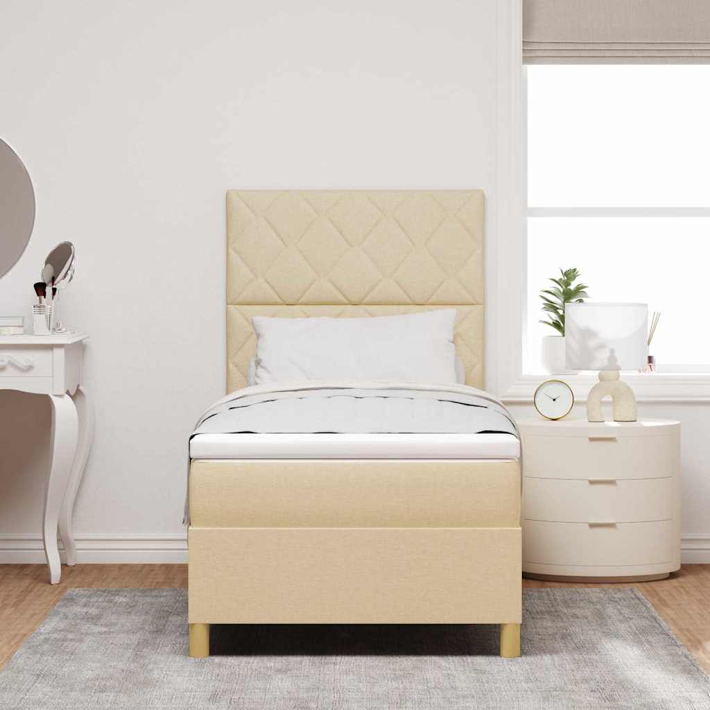 Lit à ressort LED avec tête de lit Crème 90 x 200 cm tissu - XIOS Store SNC