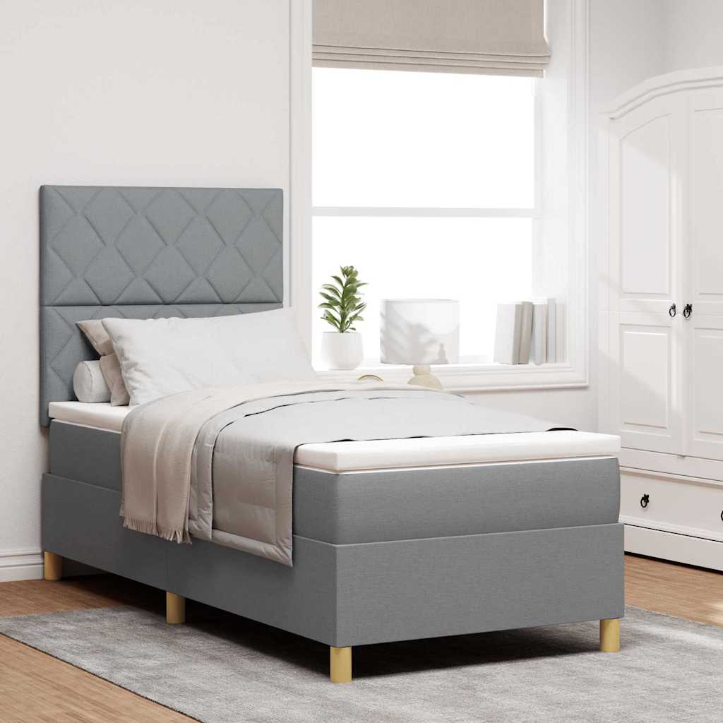 Lit à ressort LED Gris clair 100 x 200 cm tissu - XIOS