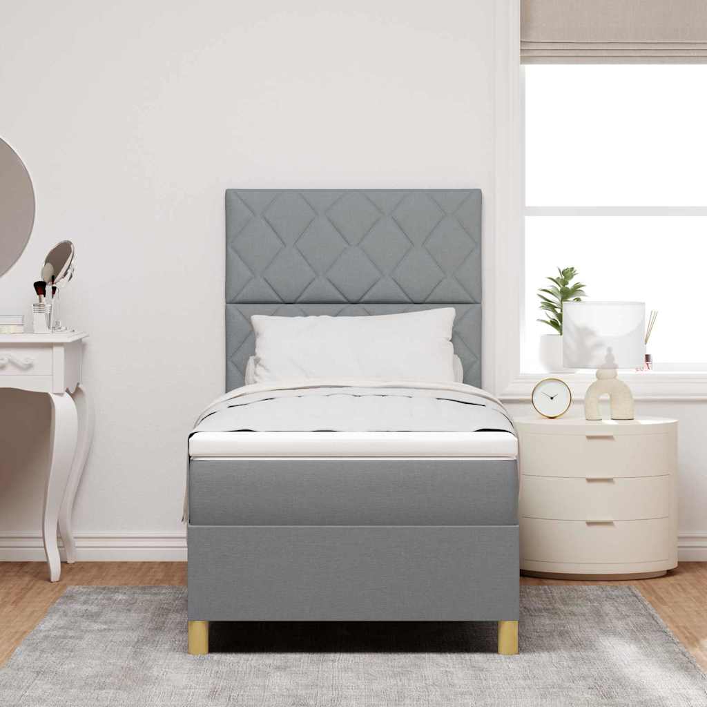 Lit à ressort LED Gris clair 100 x 200 cm tissu - XIOS