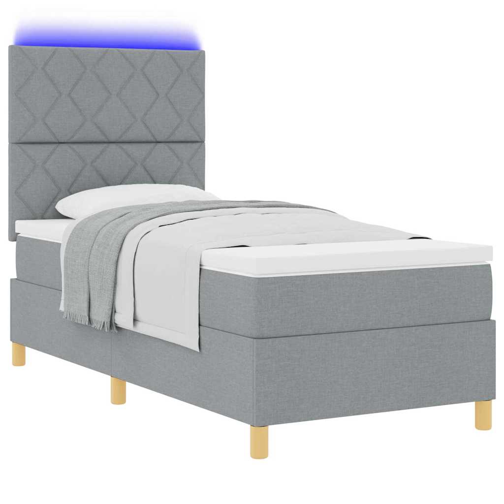 Lit à ressort LED Gris clair 100 x 200 cm tissu - XIOS
