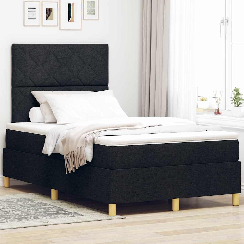Lit à ressort LED avec tête de lit Noir 120 x 190 cm tissu - XIOS
