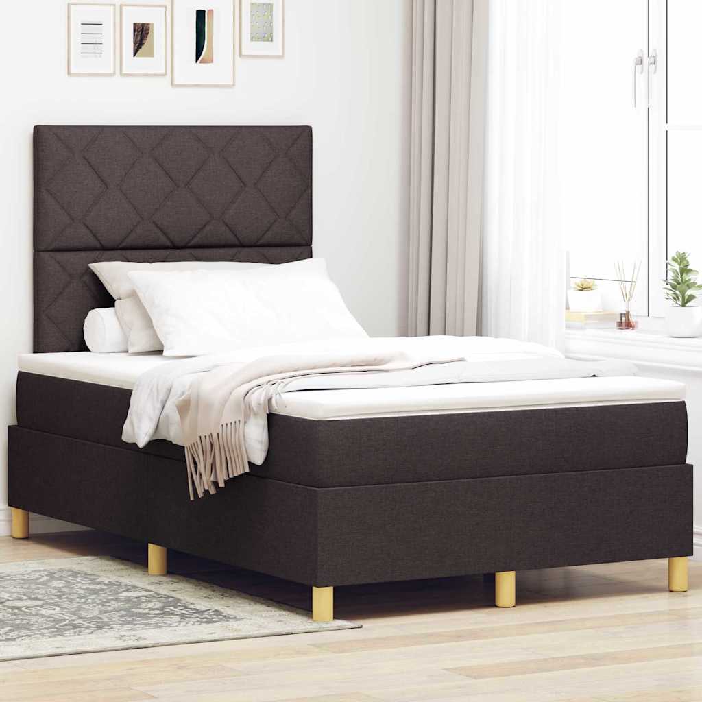 Lit à ressort LED Marron foncé 120 x 190 cm tissu - XIOS