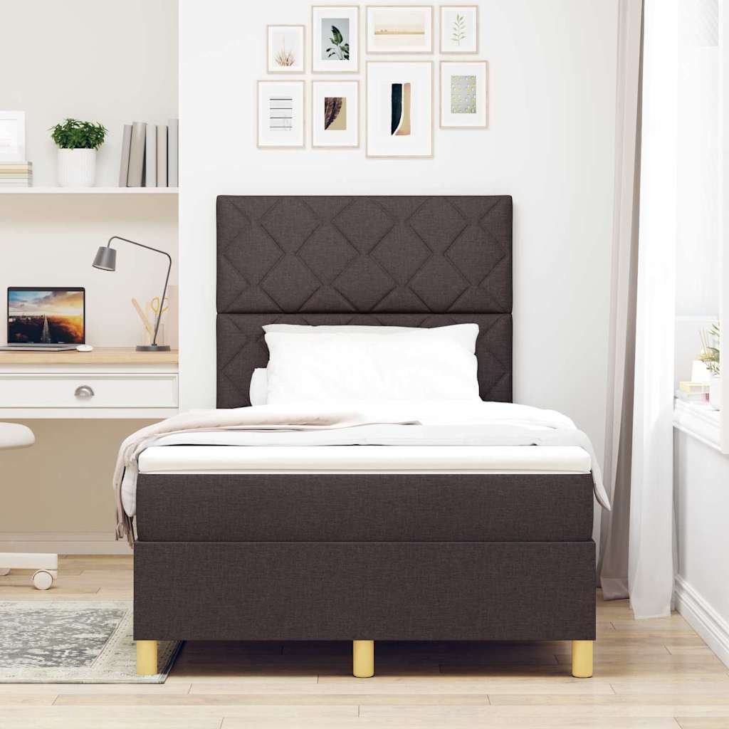 Lit à ressort LED Marron foncé 120 x 190 cm tissu - XIOS