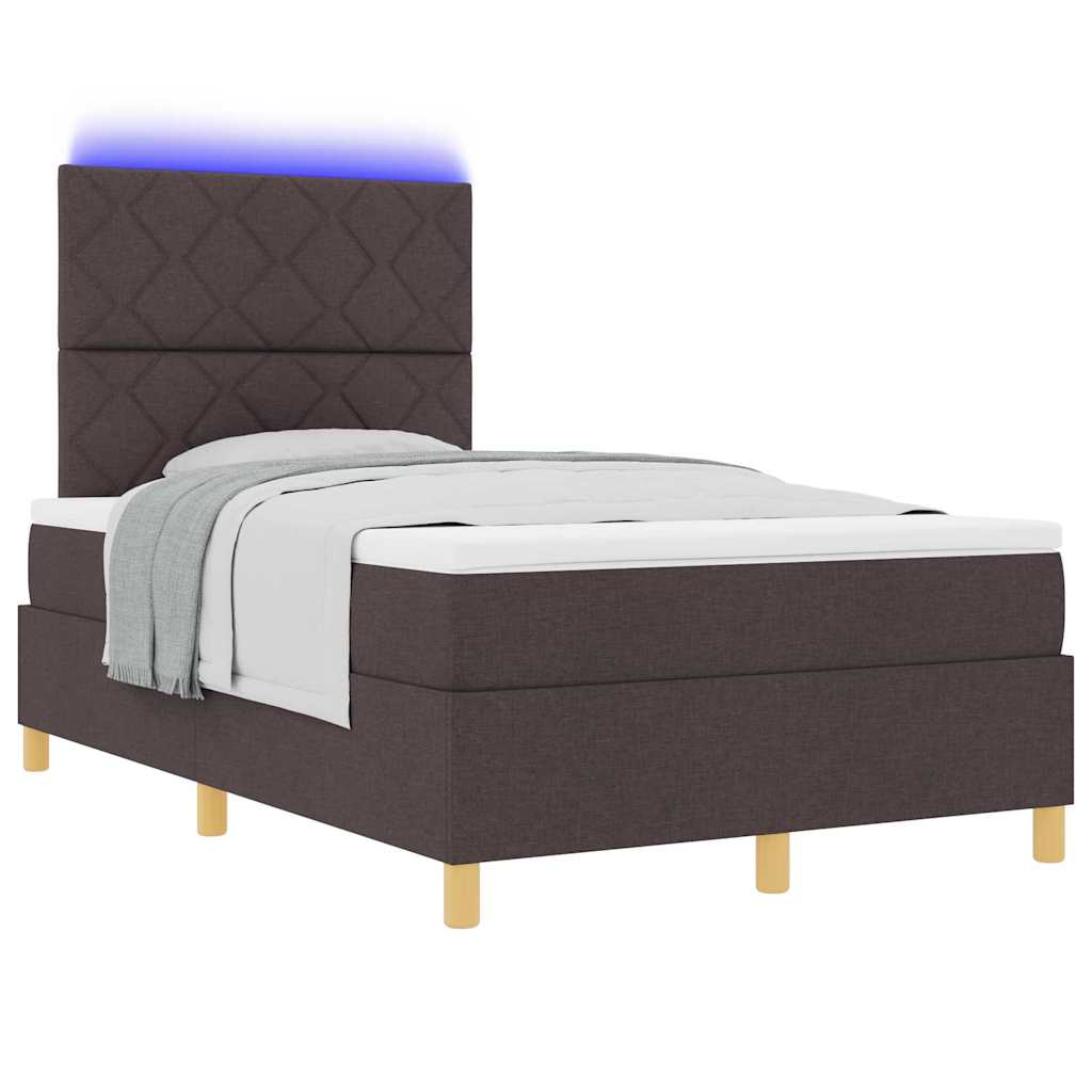 Lit à ressort LED Marron foncé 120 x 190 cm tissu - XIOS