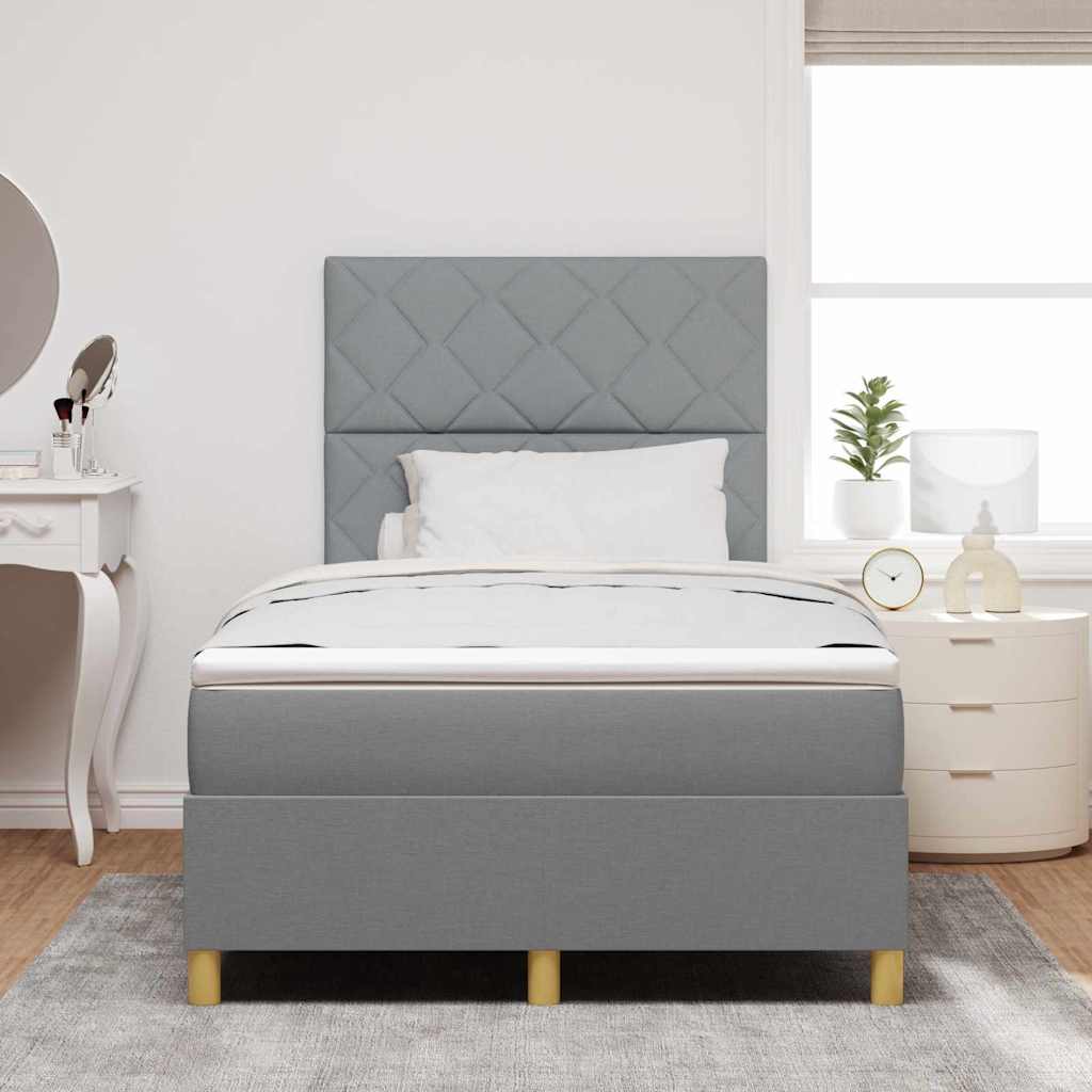 Lit à ressort LED avec matelas Gris clair 120 x 200 cm tissu - XIOS