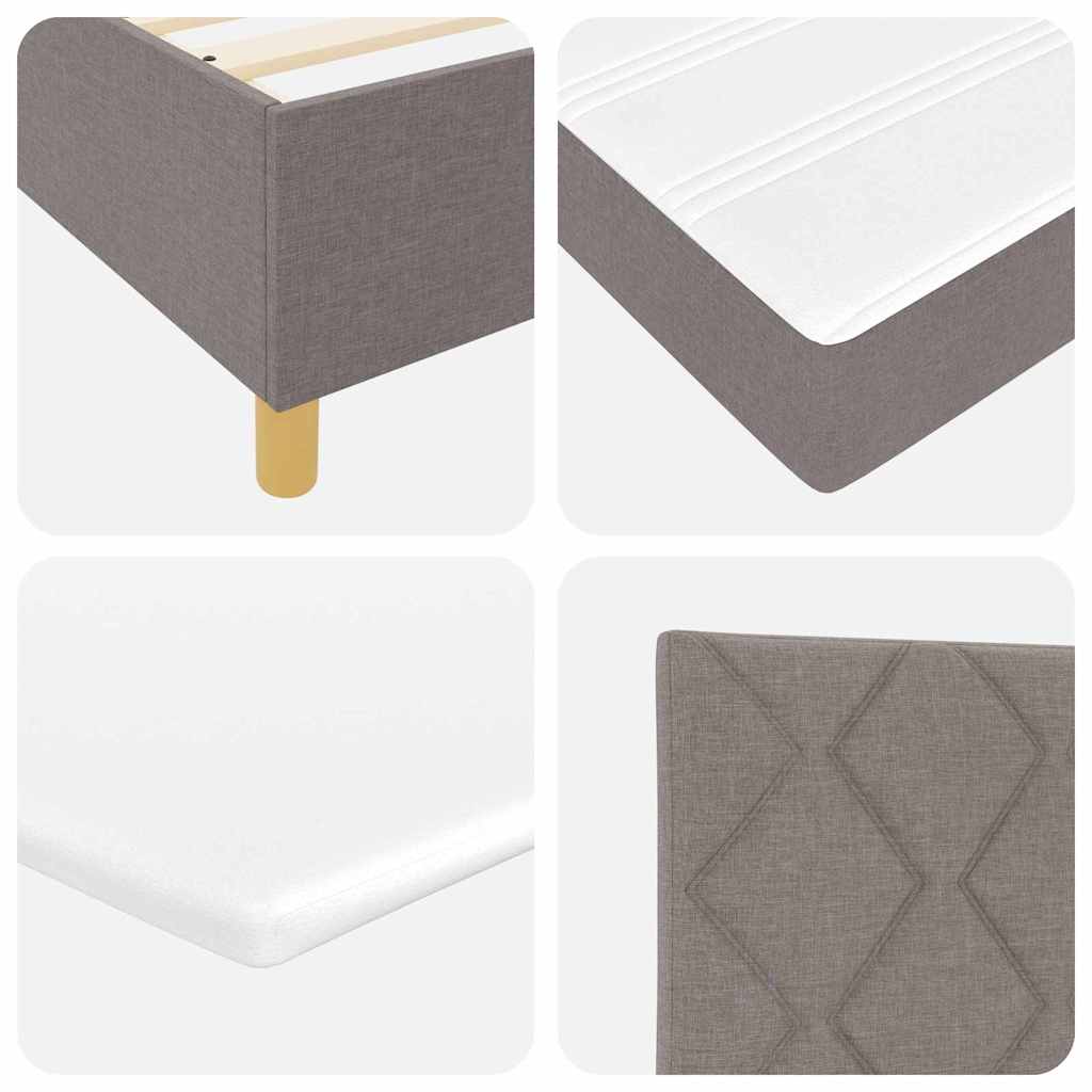 Lit à ressort LED avec tête de lit Taupe 120 x 200 cm tissu