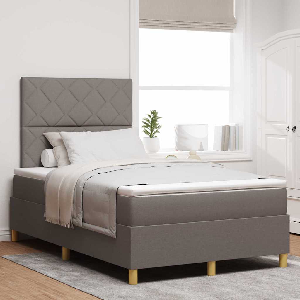 Lit à ressort LED avec tête de lit Taupe 120 x 200 cm tissu