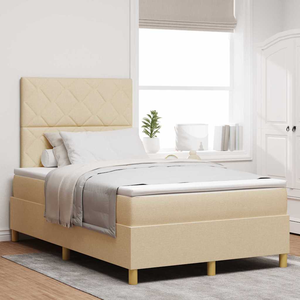 Lit à ressort LED avec tête de lit Crème 120 x 200 cm tissu - XIOS
