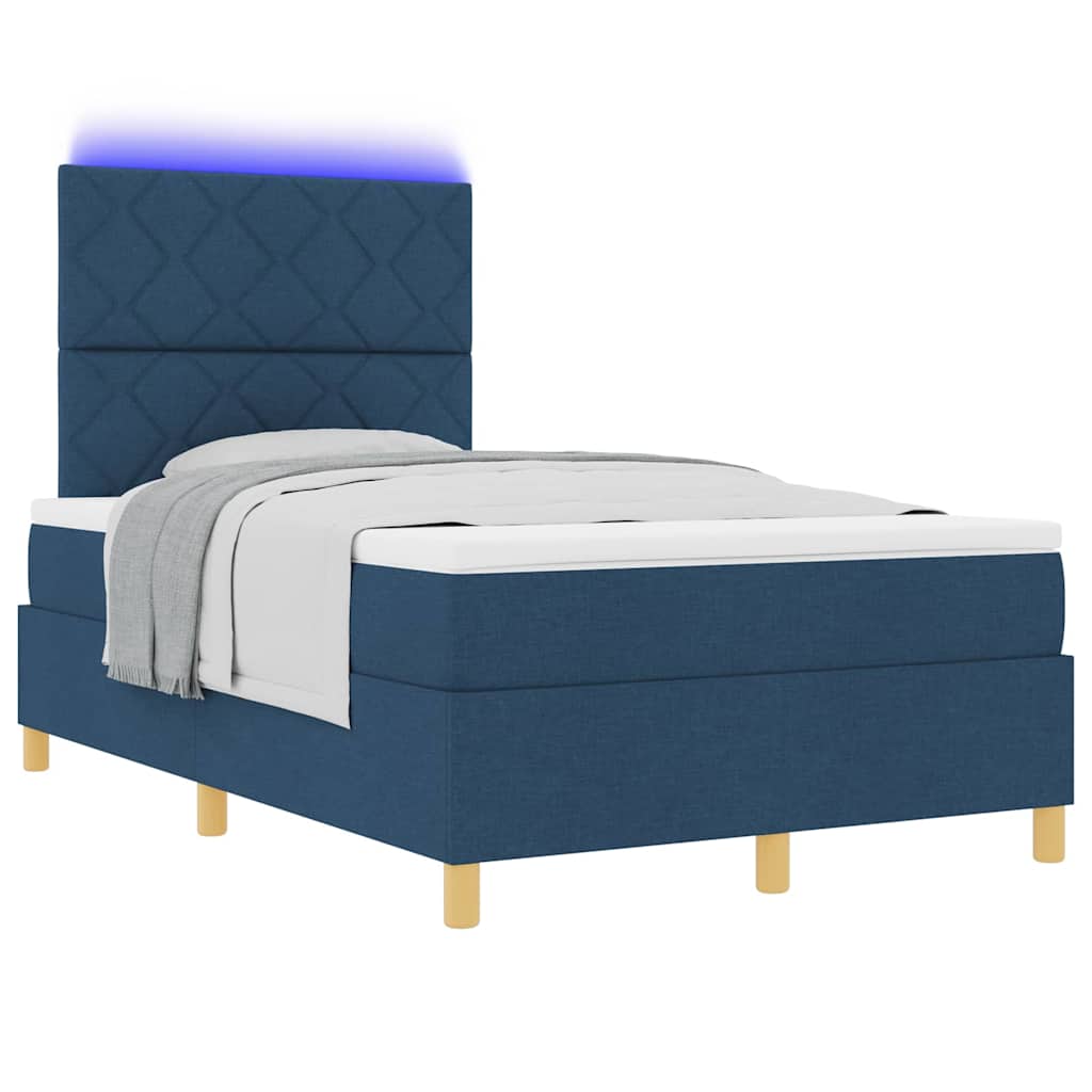 Lit à ressort LED avec matelas Bleu 120 x 200 cm tissu - XIOS