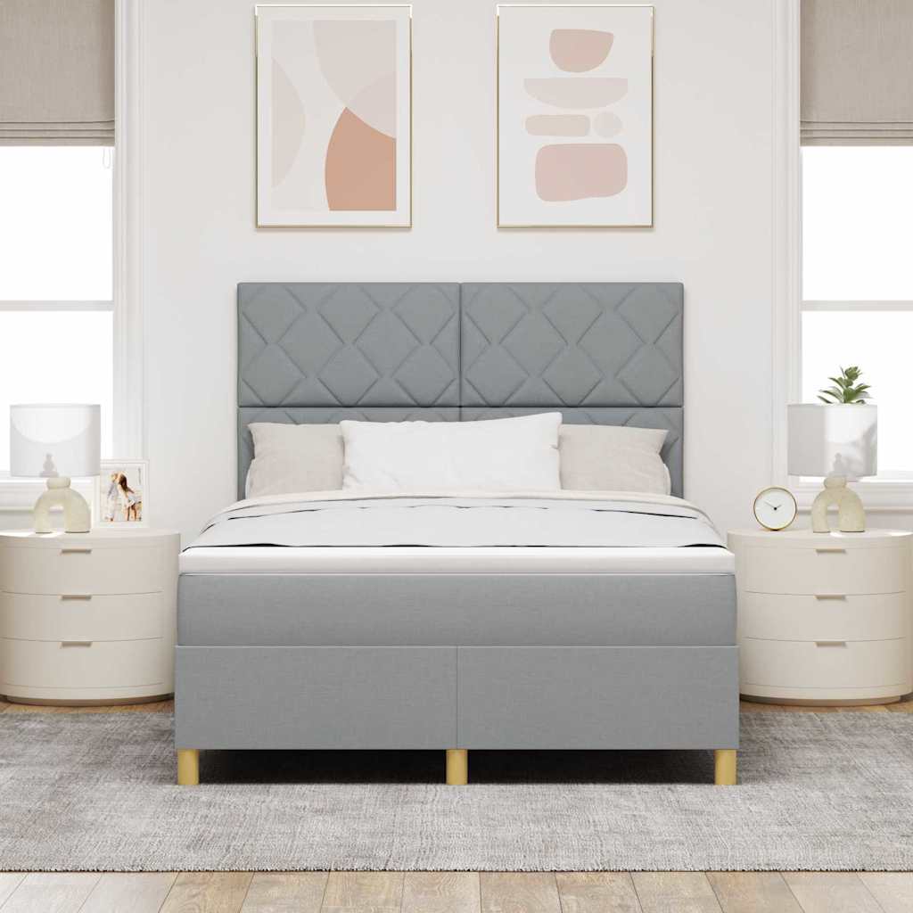 Lit à ressort LED Gris clair 160 x 200 cm tissu
